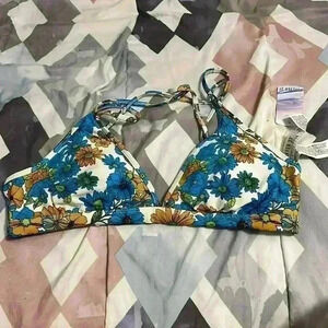 Blue Floral Bathing Suit Top